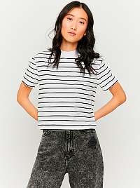 Tally Weijl biele crop pruhované top
