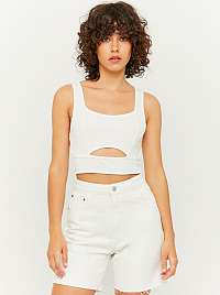 Tally Weijl biele crop top s prestrihmi