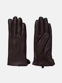 Tmavo hnedé kožené rukavice Dorothy Perkins