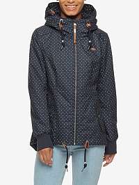 Tmavomodrá dámska bodkovaná vodeodolná bunda s kapucňou Ragwear Danka Dots