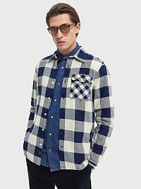 Tmavomodrá pánska kockovaná košeľa Scotch & Soda