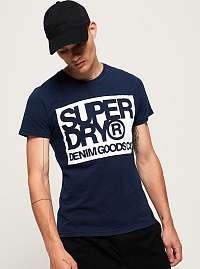 Tmavomodré pánske tričko s potlačou Superdry