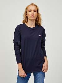 Tmavomodré unisex tričko s dlhým rukávom Guess