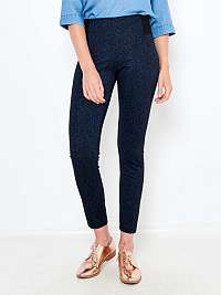 Tmavomodré vzorované skinny fit nohavice CAMAIEU