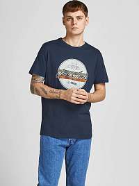 Tmavomodré vzorované tričko Jack & Jones Brady