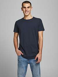 Tmavomodré základné tričko Jack & Jones Noa