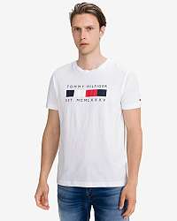 Tommy Hilfiger biele pánske tričko Logo Box Stripe