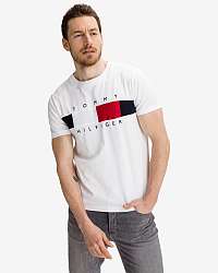 Tommy Hilfiger biele pánske tričko Textured Flag