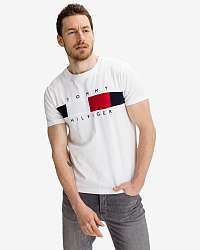 Tommy Hilfiger biele pánske tričko Textured Flag