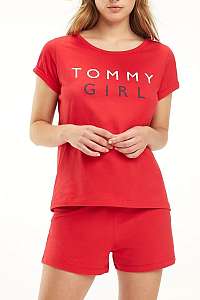 Tommy Hilfiger červené tričko CN TEE SS s logom - L