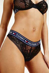 Tommy Hilfiger čierne čipkované tangá Thong