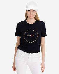 Tommy Hilfiger čierne dámske tričko Round Logo