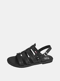 Tommy Hilfiger čierne kožené sandále