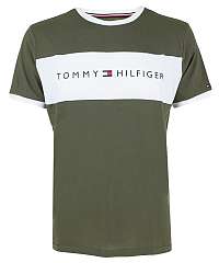 Tommy Hilfiger khaki tričko CN SS Tee Logo Flag