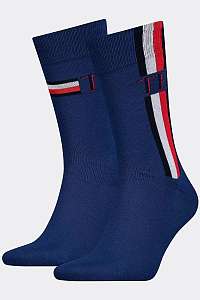 Tommy Hilfiger modré 3 pack ponožiek TH Men Sock 2P Iconic Stripe s logom --46