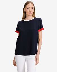 Tommy Hilfiger modré dámske tričko Crepe Tipped