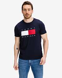 Tommy Hilfiger modré pánske tričko Textured Flag