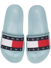 Tommy Hilfiger svetlo modré šľapky Tommy Jeans Flag Pool Slide Canal Blue -