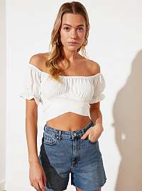 Trendyol biele cropped blúzka