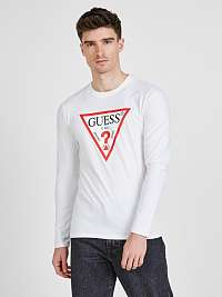 Tričká s dlhým rukávom pre mužov Guess - biela
