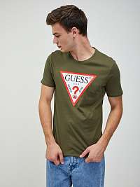 Tričká s krátkym rukávom pre mužov Guess - kaki