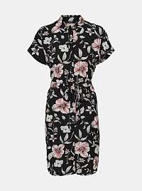 Vero Moda čierne košeľové kvetované šaty Sahanna