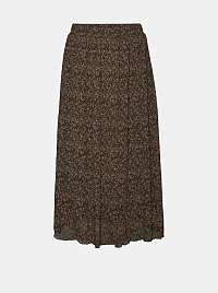 Vero Moda hnedá midi sukňa s farebnými motívmi