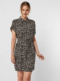Vero Moda hnedé košeľové šaty Simply so vzormi