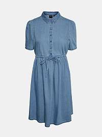 Vero Moda modré džínsové košeľové šaty Ellie