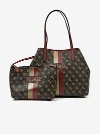 Vínno-hnedá vzorovaná nákupná taška Guess Vikky
