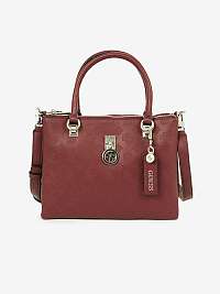 Vínová vzorovaná kabelka Guess Satchel