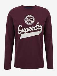 Vínové pánske tričko s potlačou Superdry