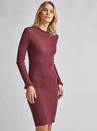 Vínové svetrové šaty Dorothy Perkins