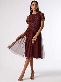 Vínovej šaty s flitrovým topom Dorothy Perkins