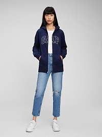 Ženy - Mikina logo GAP na zips Tmavomodrá