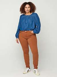 Zizzi hnedé skinny fit nohavice