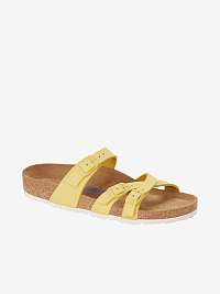 Žlté dámske kožené papuče Birkenstock Franca