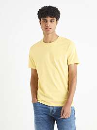Žlté pánske basic tričko Celio Tebase