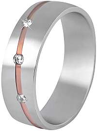 Beneto Dámsky bicolor snubný prsteň z ocele SPD07 59 mm