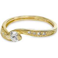 Brilio Zlatý prsteň s kryštálmi 229 001 00458 mm