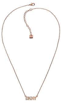 DKNY Ružovo pozlátený náhrdelník s logom Pendant New York19996