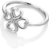 Hot Diamonds Strieborný čtyřlístkový prsteň s diamantom Lucky in Love DR215 mm