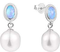 JwL Luxury Pearls Luxusné náušnice s pravou barokovou perlou a opál JL0583