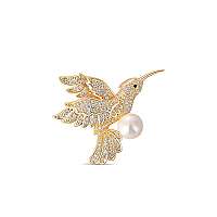 JwL Luxury Pearls Očarujúce pozlátená brošňa kolibrík s pravou perlou JL0516
