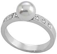 Majorica Strieborný prsteň s perlou a kamienkami 12563.01.2.913.010.1 59 mm