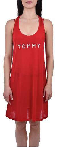 Tommy Hilfiger Dámske šaty Tommy Short Tank Dress Tee Tango Red UW0UW01730-611 L