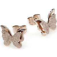 Troli pozlátené motýlie náušnice Metal Butterfly KES-048-REDGOLD