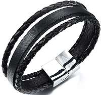 Troli náramok z troch kožených pásikov Leather SW-BL046
