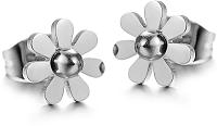Troli oceľové kvietkované náušnice KES-035 silver