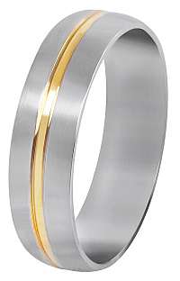 Troli Oceľový prsteň so zlatým prúžkom 59 mm